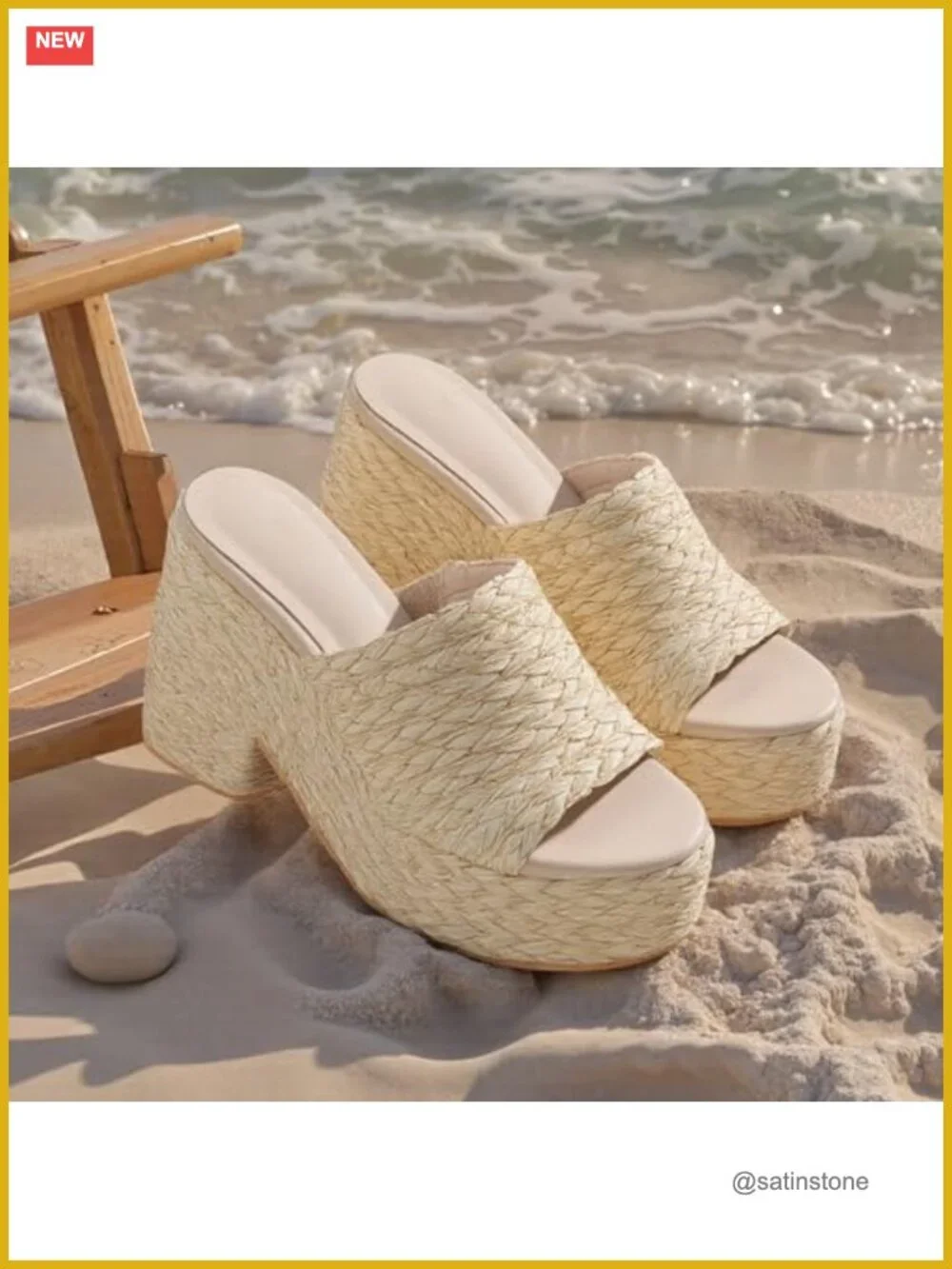Womens Wedge Espadrille Platform Sandals Raffia Heel Slip On Summer